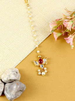 Asthetika Kids - Multi-Color Meenakari Lotus Kundan Stone Maang Tikka (7-12 Years)