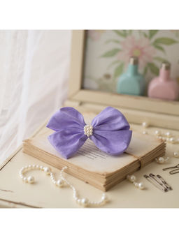 Ribbon Candy - Pearl Detailed Cute Satin Bow Purple Clip (16 Years and above)