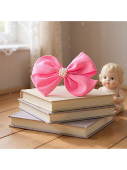 Ribbon Candy - Pearl Detailed Cute Satin Bow Pink Clip (16 Years and above)