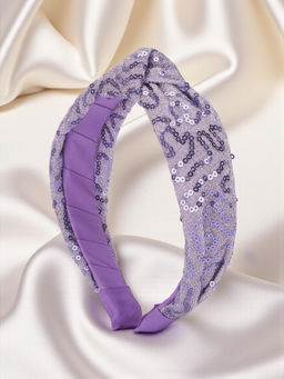 Ribbon Candy - Party Knotted Hair Band with Sequins - Lavender (16 Years and above)