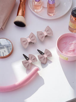 Ribbon Candy - Pink Shiny Party Bow Rubber Bands & Snap Clips (16 Years and above)