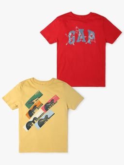 GAP - Boys Multi-Color Cotton Crew Neck 2 T-shirt (Pack of 2)