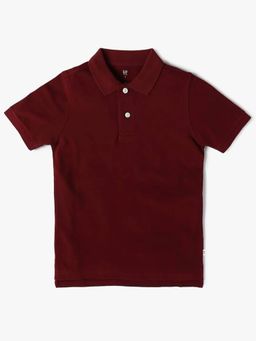 GAP - Boys Maroon Cotton Collar Neck Polo T-shirt