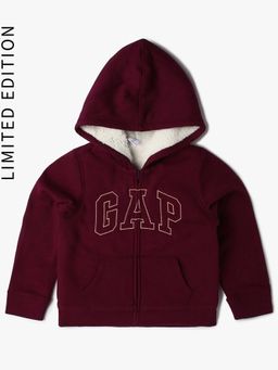 GAP - Girls Maroon Knitted Hoodie