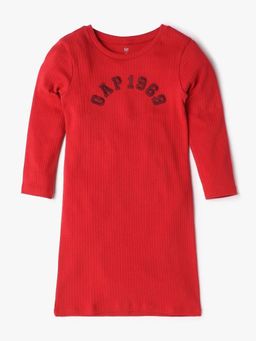 GAP - Girls Red Cotton Round Neck Dress