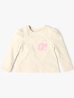 GAP - Girls Beige Cotton Round Neck Top