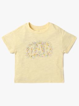 GAP - Girls Yellow Cotton Round Neck T-shirt