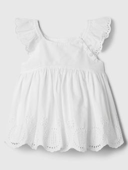 GAP - Girls White Cotton Square Neck Dress