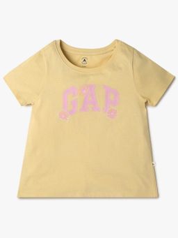 GAP - Girls Yellow Cotton Crew Neck T-shirt