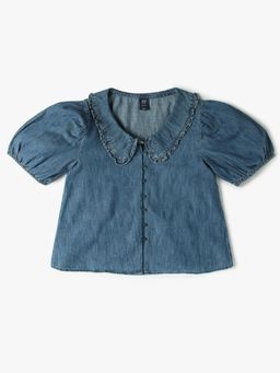 GAP - Girls Blue Cotton Collar Neck Top