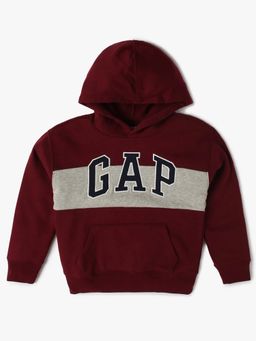 GAP - Boys Maroon Knitted Hooded Hoodie