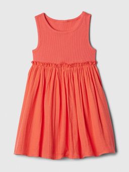 GAP - Girls Coral Cotton Round Neck Dress