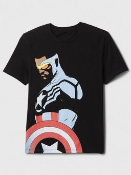GAP - Boys Black Cotton Crew Neck T-shirt