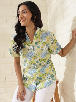 Fabindia - Blue Cotton Printed Shirt