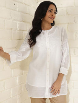 Fabindia - Natural Cotton Silk Chikankari Tunic (Set of 2)