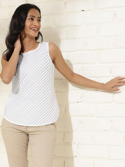 Fabindia - Off White Cotton Pintucks Top
