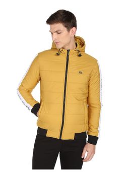 Arrow - Sports Men Yellow Brand Tape Sleeve Hood Puffer Jacket