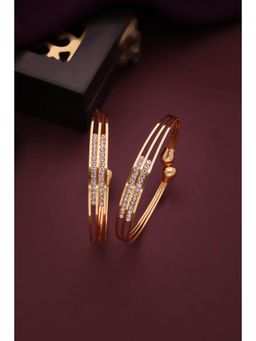 Gahan - Gold Plated Triple Line Openable Bangles with CZ Stones for Women & Girls