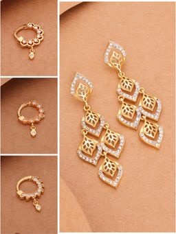 Gahan - Elegant Gold-Plated Nose Pin & Earring Set for Women