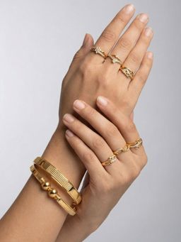 Gahan - Pack of 2 Gold Plated Bangles with 6 Adjustable Rings For Women