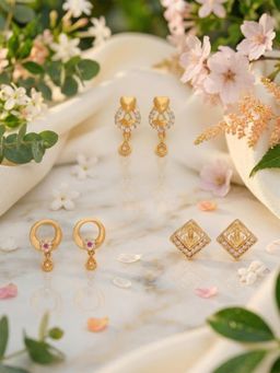 Gahan - 3 Pair of Gold plated Stud earring for Women