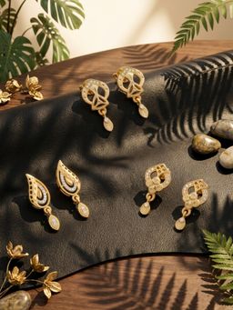 Gahan - 3 Pair of Gold plated Drop earring for Women