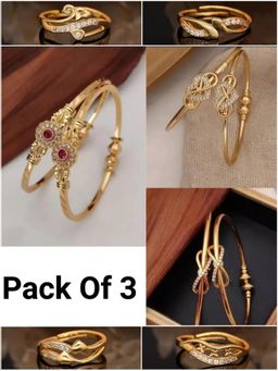 Gahan - Pack of 6 of Gold Plated Bangle and 4 Rings for Women