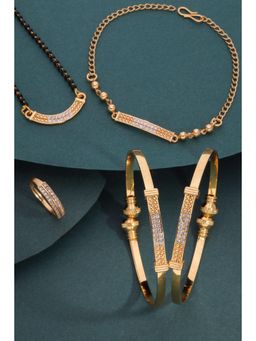Gahan - Gold Plated Earring and Mangalsutra Ring with Bracelet for Women