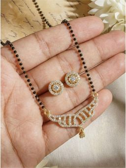 Gahan - Gold Plated Mangalsurtra with Maching Earrings