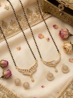 Gahan - Gold Plated Pack of 2 Mangalsurtra with Maching Earrings