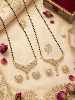 Gahan - Gold Plated Pack of 2 Mangalsurtra with Maching Earrings
