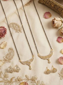 Gahan - Gold Plated Pack of 2 Mangalsurtra with Maching Earrings