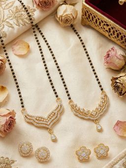 Gahan - Gold Plated Pack of 2 Mangalsurtra with Maching Earrings