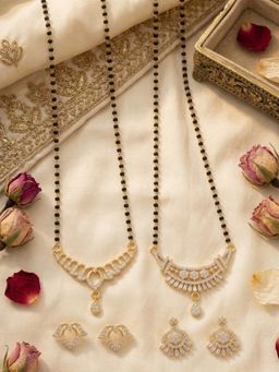 Gahan - Gold Plated Pack of 2 Mangalsurtra with Maching Earrings
