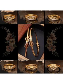 Gahan - Pack of 2 Gold Plated Bangle and 6 Rings for Women