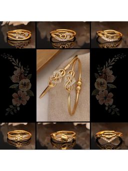 Gahan - Pack of 2 Gold Plated Bangle and 6 Rings for Women