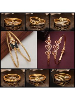 Gahan - Pack of 4 Gold Plated Bangle and 6 Rings for Women