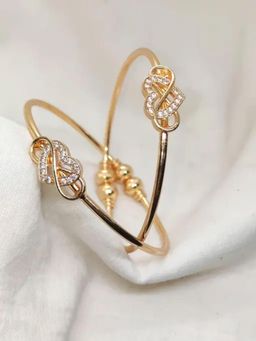 Gahan - Gold Plated Adjustable AD Stone Openable Bangle for Daily Wear