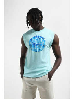BOYCOTT DENIM - Light Blue Printed Tank Top