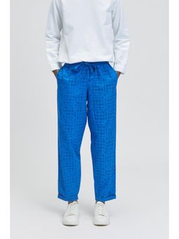 TERRA LUNA - Idle Moon Print Trousers - Cosmic Blue