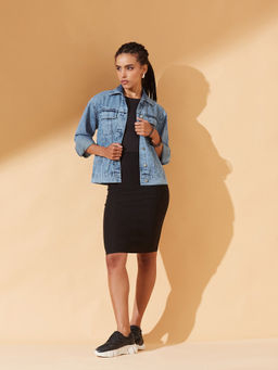 DOLCE CRUDO - Womens Light Blue Classic Length Denim Jacket