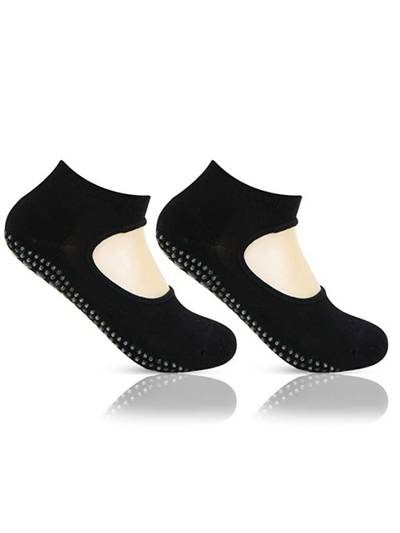 Women Anti-Skid -Gripper- Yoga Socks In Black Color - Pack Of 2