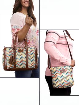 The Clownfish - Multi-Color Printed Set Of 2 Women's Handbag And Sling Bag