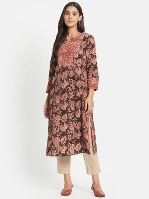Black Kalamkaari Printed Kurthi