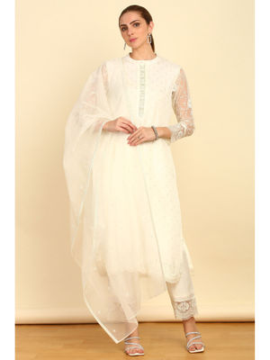 Cream Kurta Brocade Chudidaar