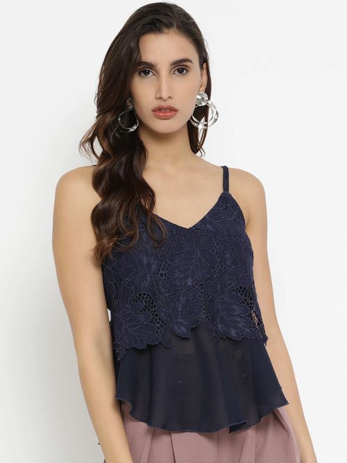 Kazo Tops Buy Kazo Lace Overlay Top Online Nykaa Fashion