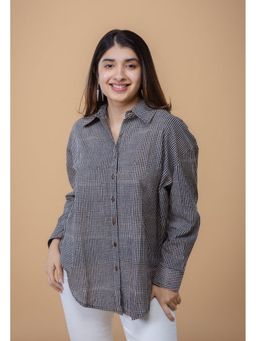 The Indian Ethnic Co. - Ruhi Black Ajrakh Cotton Straight Shirt