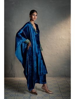 Charkhee - Maaya Blue V Neck Kurta With Palazzo And Dupatta
