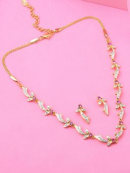 Estele - Gold & Rhodium Plated Ravishing Necklace with Crystals for Women (Set of 2)