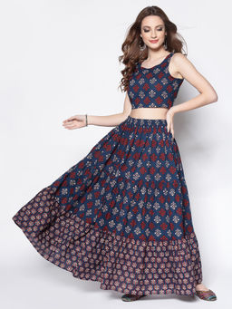 Sera - Navy Blue Printed Co-ord Set